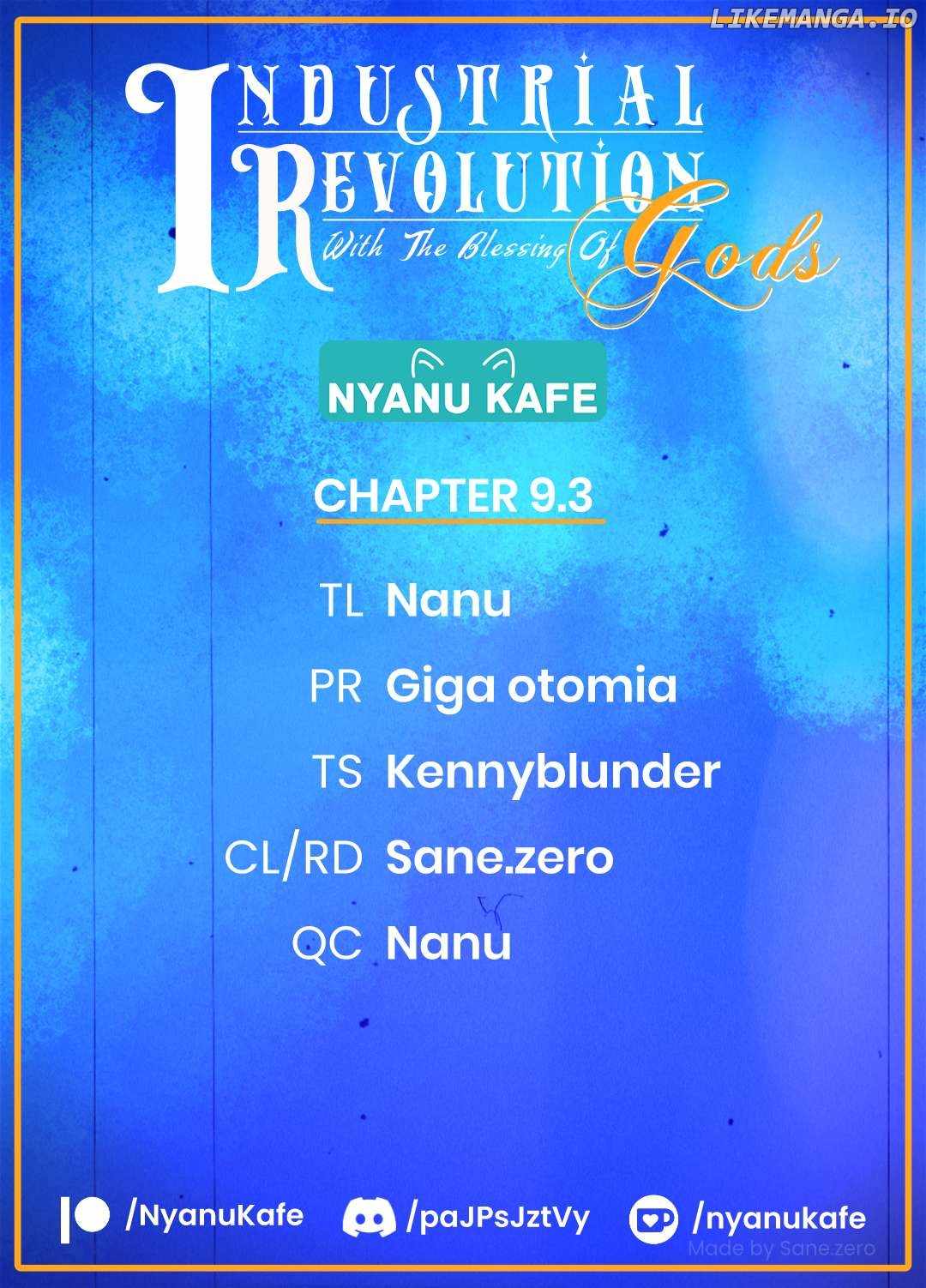 Revolution in production with the blessings of the gods - While living a leisurely, slow life in a corner of another world, somehow a diverse group of people gathered to form the strongest nation... Chapter 9.3 page 1