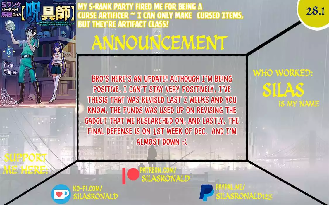 My S-Rank Party Fired Me for Being a Cursificer ~ I Can Only Make “Cursed Items”, but They're Artifact Class! Chapter 28.1 page 2