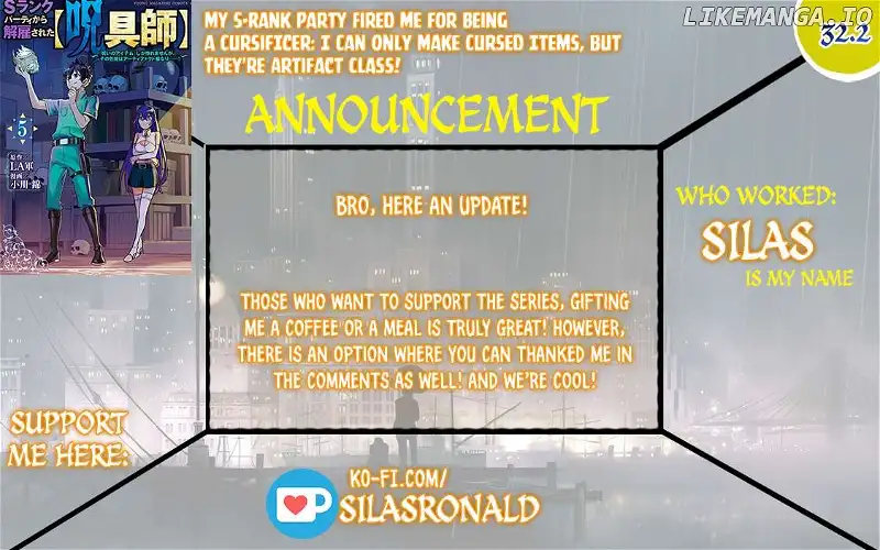 My S-Rank Party Fired Me for Being a Cursificer ~ I Can Only Make “Cursed Items”, but They're Artifact Class! Chapter 32.2 page 1