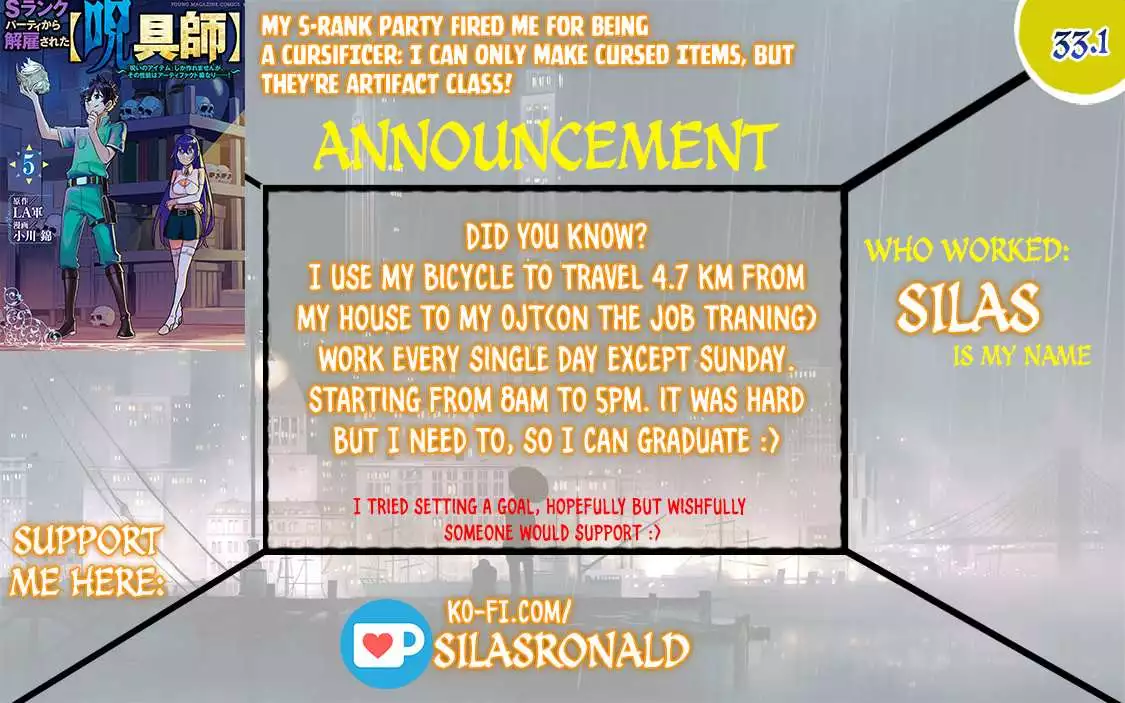 My S-Rank Party Fired Me for Being a Cursificer ~ I Can Only Make “Cursed Items”, but They're Artifact Class! Chapter 33.1 page 2