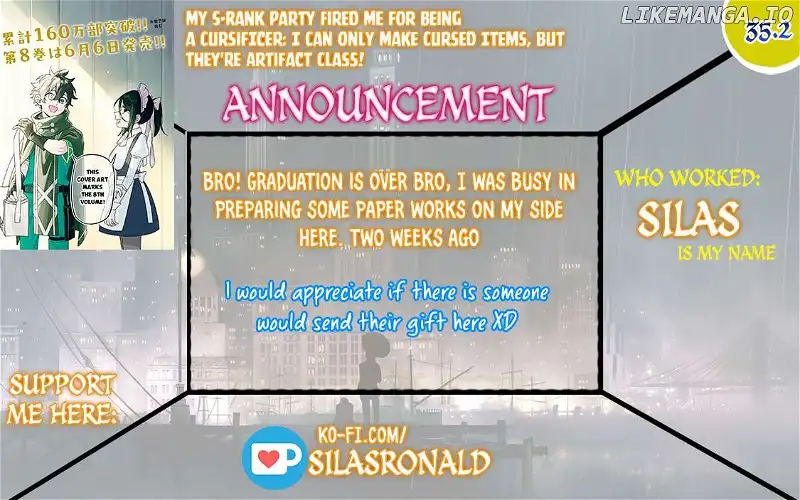 My S-Rank Party Fired Me for Being a Cursificer ~ I Can Only Make “Cursed Items”, but They're Artifact Class! Chapter 35.2 page 1