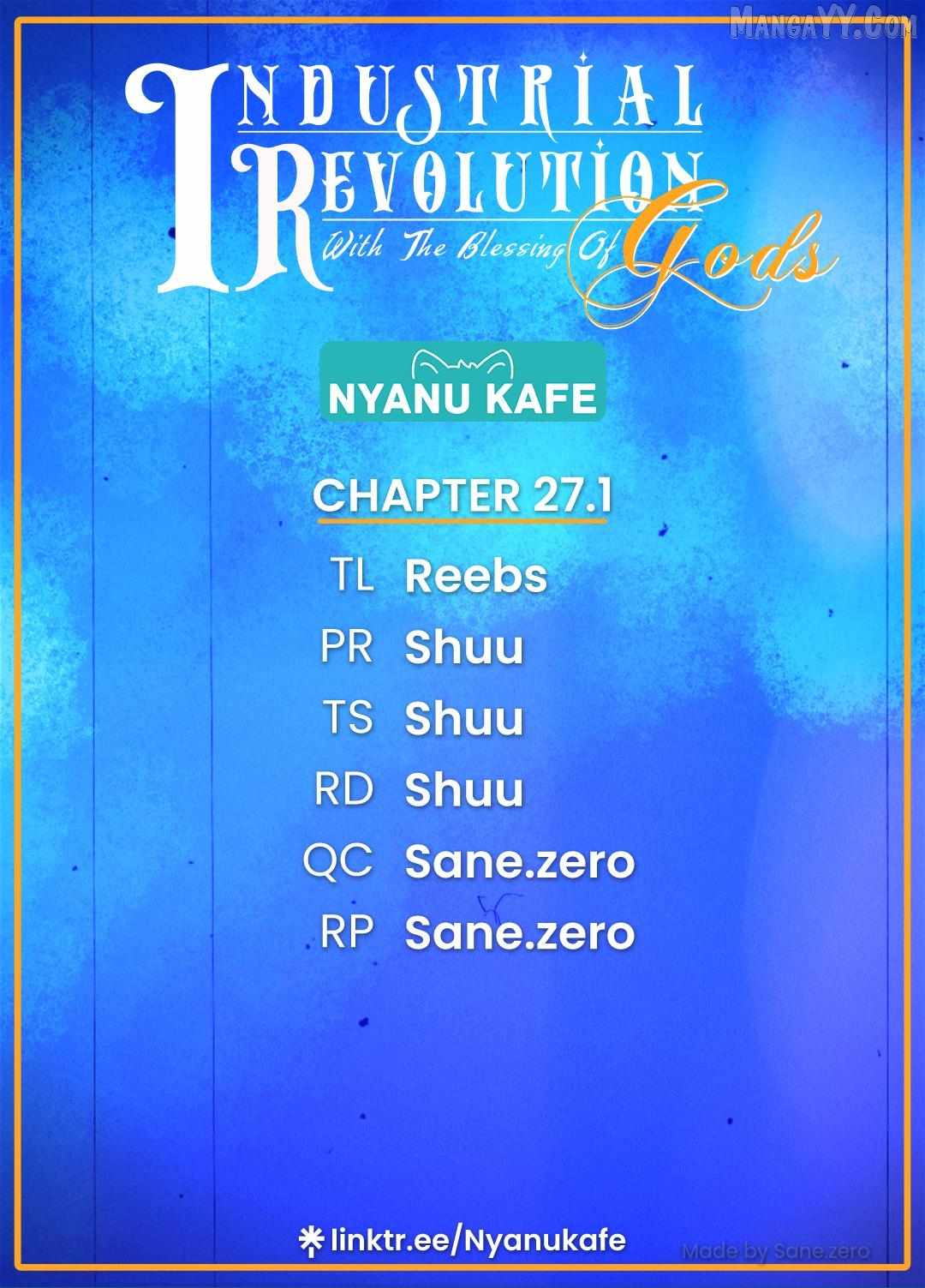 Revolution in production with the blessings of the gods - While living a leisurely, slow life in a corner of another world, somehow a diverse group of people gathered to form the strongest nation... Chapter 27.1 page 1
