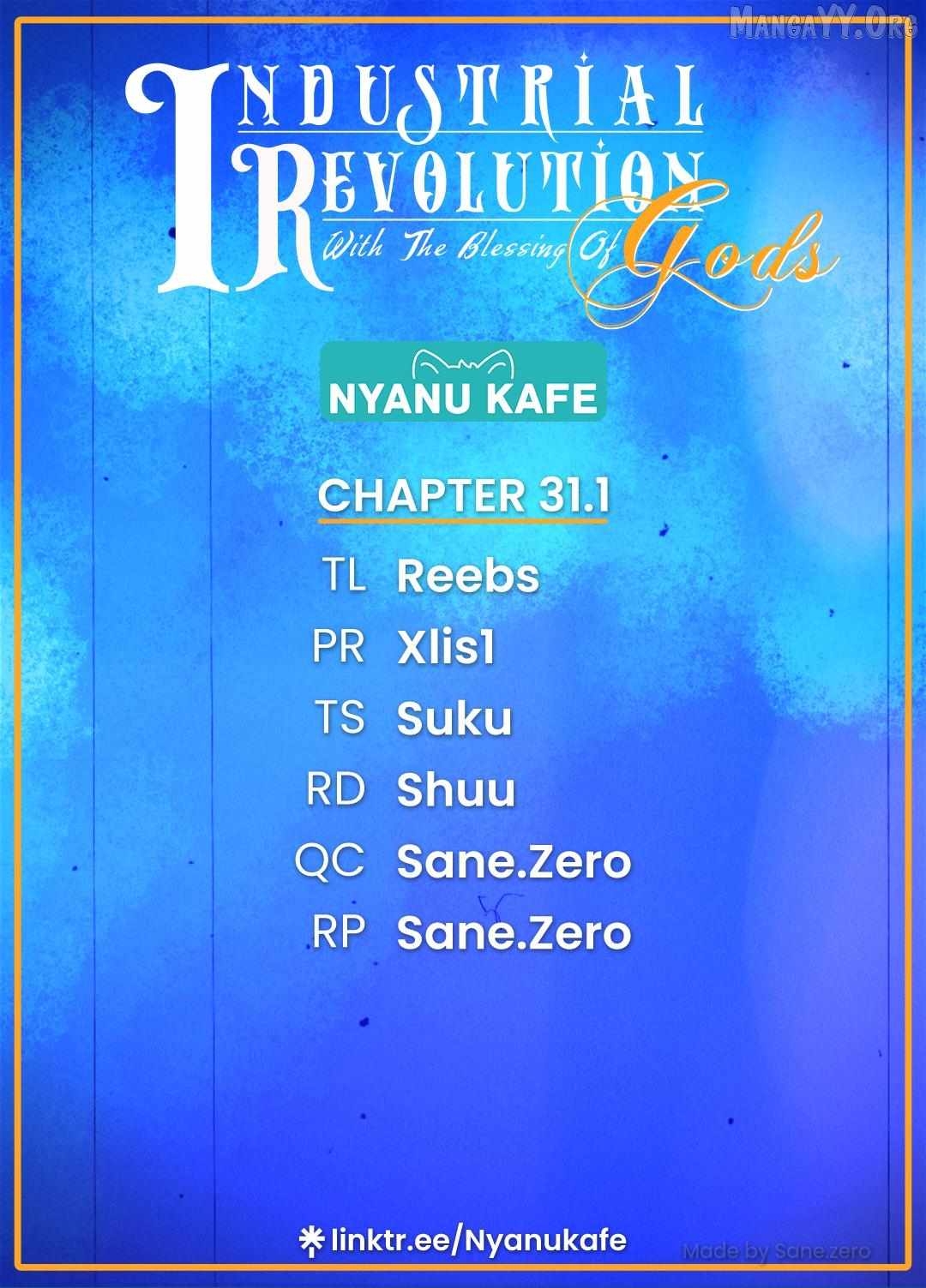 Revolution in production with the blessings of the gods - While living a leisurely, slow life in a corner of another world, somehow a diverse group of people gathered to form the strongest nation... Chapter 31.1 page 1