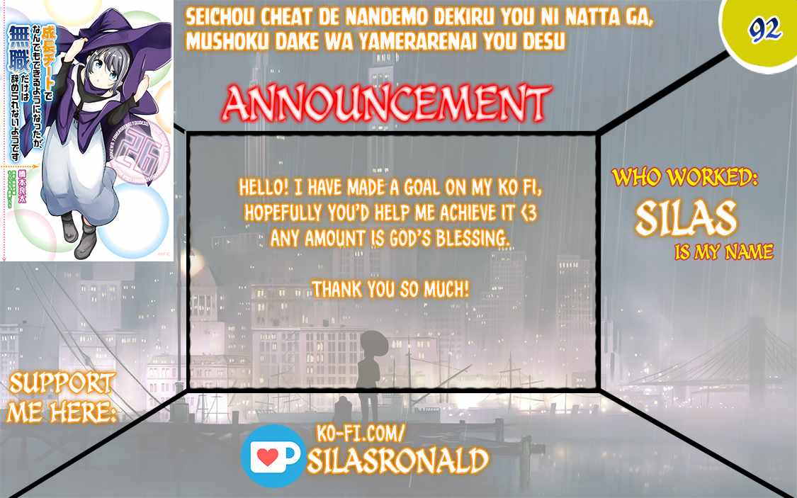 Seichou Cheat de Nandemo Dekiru You ni Natta ga, Mushoku Dake wa Yamerarenai You Desu Chapter 92 page 1