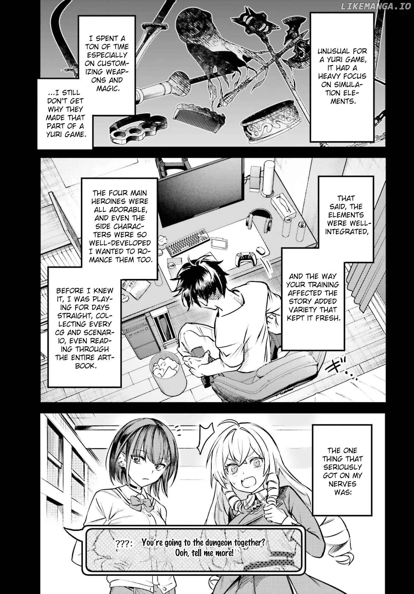 Danshi Kinsei Game Sekai de Ore ga Yarubeki Yuiitsu no Koto - Yuri no Ma ni Hasamaru Otoko to Shite Tensei shite shimaimashita Chapter 1 page 11