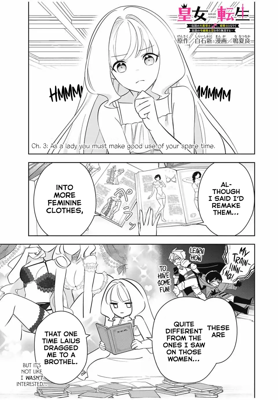 Koujo Tensei: Densetsu no Dai Madoushi (♂), Hime Kishi to Narite Densetsu no Reijou Kishidan o Tsukuri Musou Suru Chapter 3 page 1