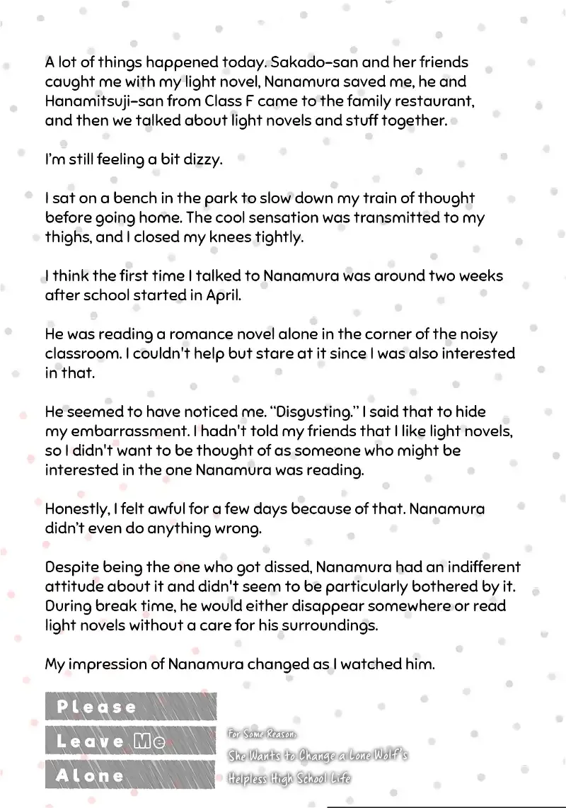 Please Leave Me Alone (For Some Reason, She Wants to Change a Lone Wolf's Helpless High School Life.) Chapter 11.5 page 13