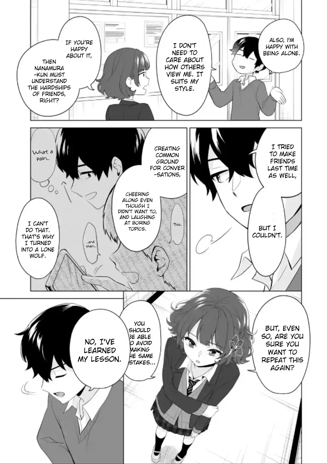 Please Leave Me Alone (For Some Reason, She Wants to Change a Lone Wolf's Helpless High School Life.) Chapter 3 page 13