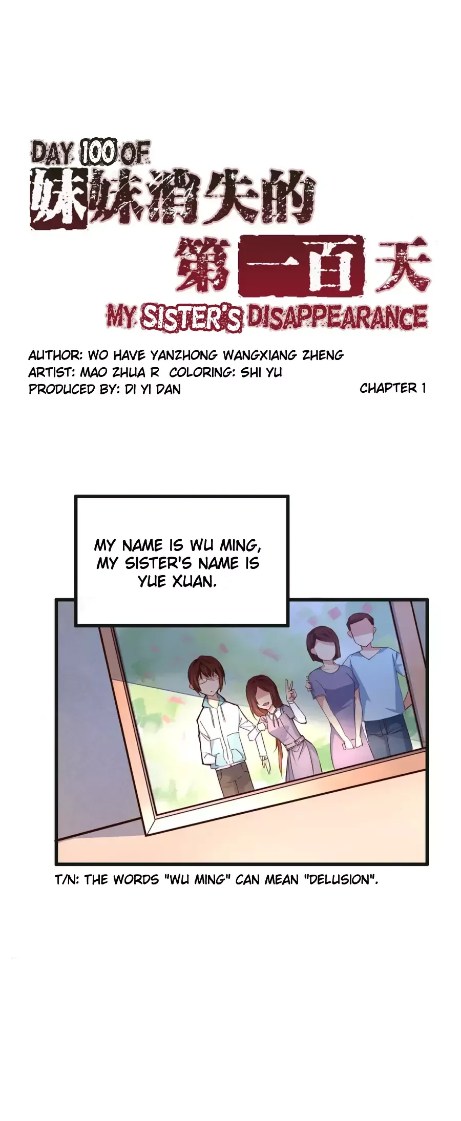 Day 100 of My Sister's Disappearance Chapter 1 page 2