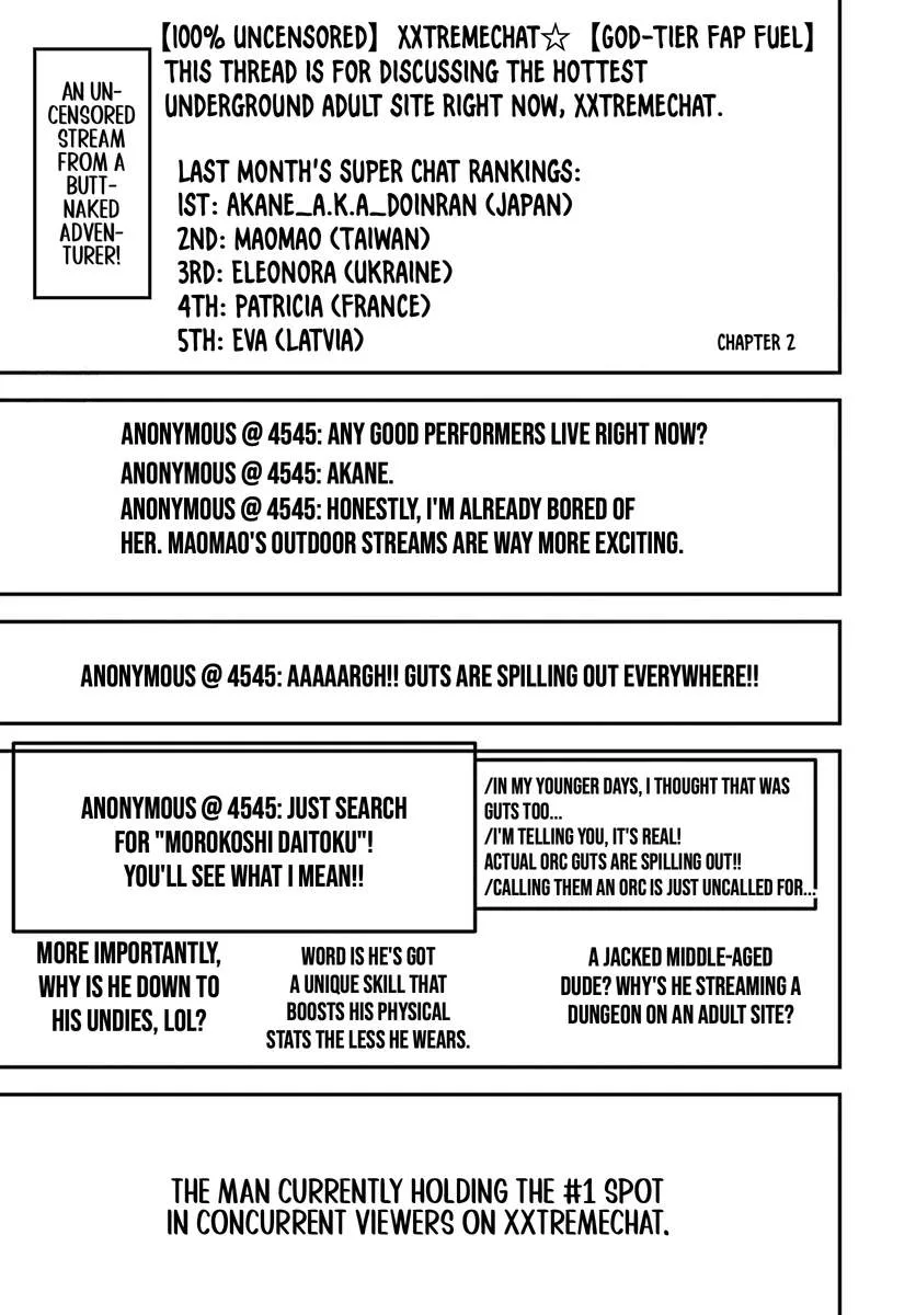 Kaigai no Ero Douga Site de Ore Dake Mushuusei Dungeon Haishin: Musou shite Super Chat No.1 ni Nattara Ssekaiju no Josei Performer kara barizogon ga DM de Todokimashita Chapter 2 page 1
