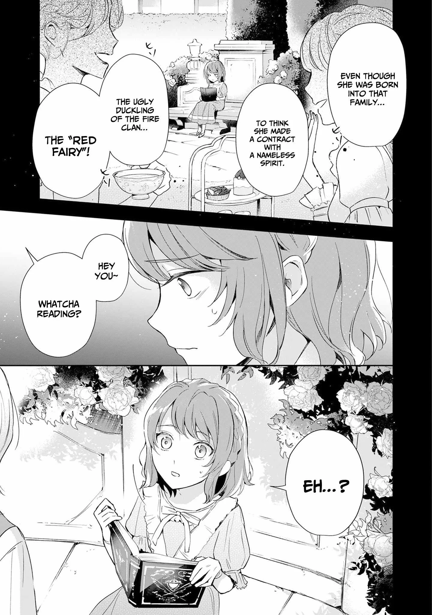 If the villainess and the villain were to meet and fall in love ~It seems the shunned heroine who formed a contract with an unnamed spirit is fighting with the nobleman yet again Chapter 1 page 12