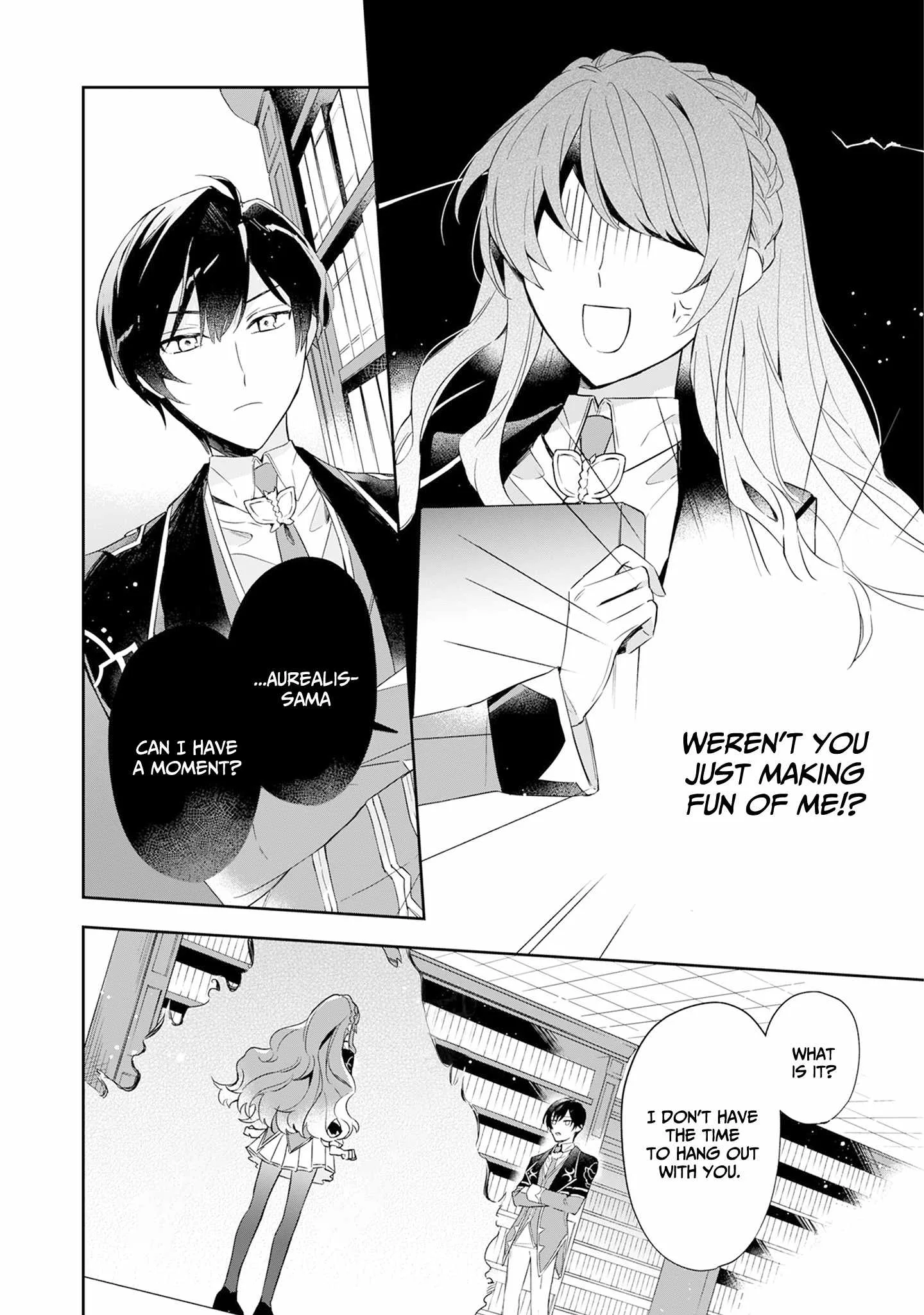 If the villainess and the villain were to meet and fall in love ~It seems the shunned heroine who formed a contract with an unnamed spirit is fighting with the nobleman yet again Chapter 2 page 14