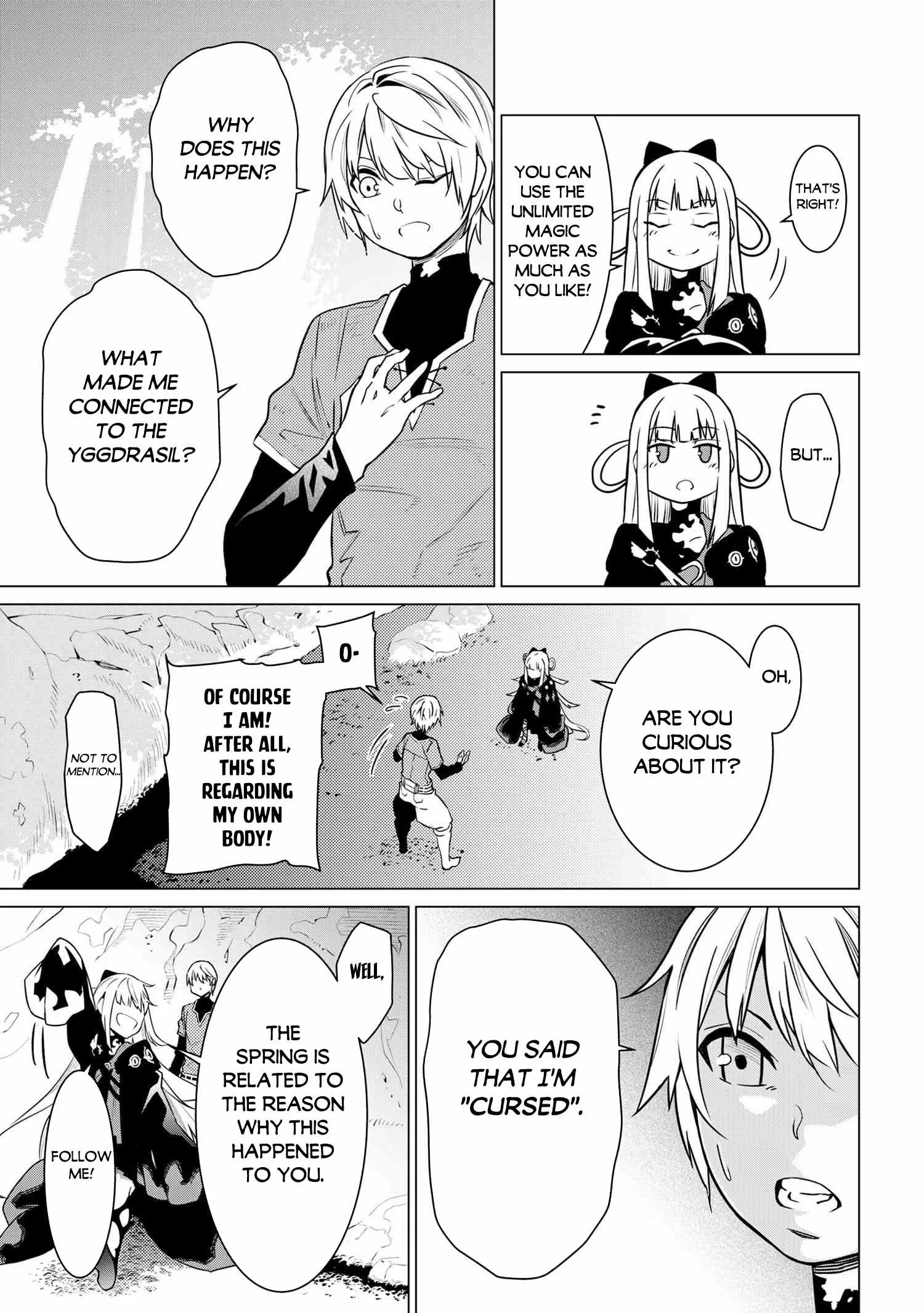 SSS RANK DUNGEON DE KNIFE ICHIHON TEWATASARE TSUIHOU SARETA HAKUMA DOUSHI: YGGDRASIL NO NOROI NIYORI JAKUTEN DEARU MARYOKU FUSOKU O KOKUFUKUSHI SEKAI SAIKYOU E TO ITARU Chapter 2.1 page 8