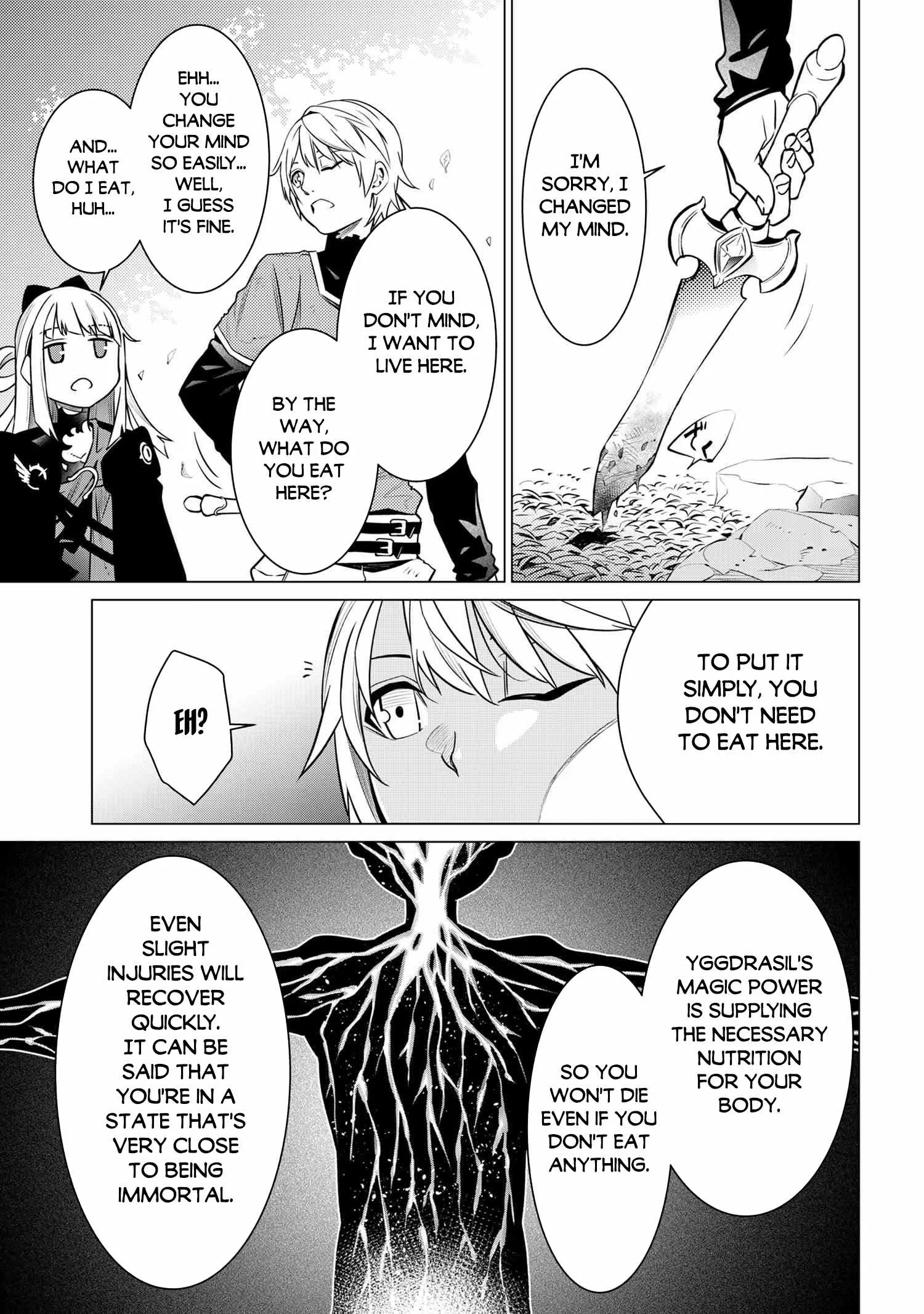 SSS RANK DUNGEON DE KNIFE ICHIHON TEWATASARE TSUIHOU SARETA HAKUMA DOUSHI: YGGDRASIL NO NOROI NIYORI JAKUTEN DEARU MARYOKU FUSOKU O KOKUFUKUSHI SEKAI SAIKYOU E TO ITARU Chapter 2.1 page 18