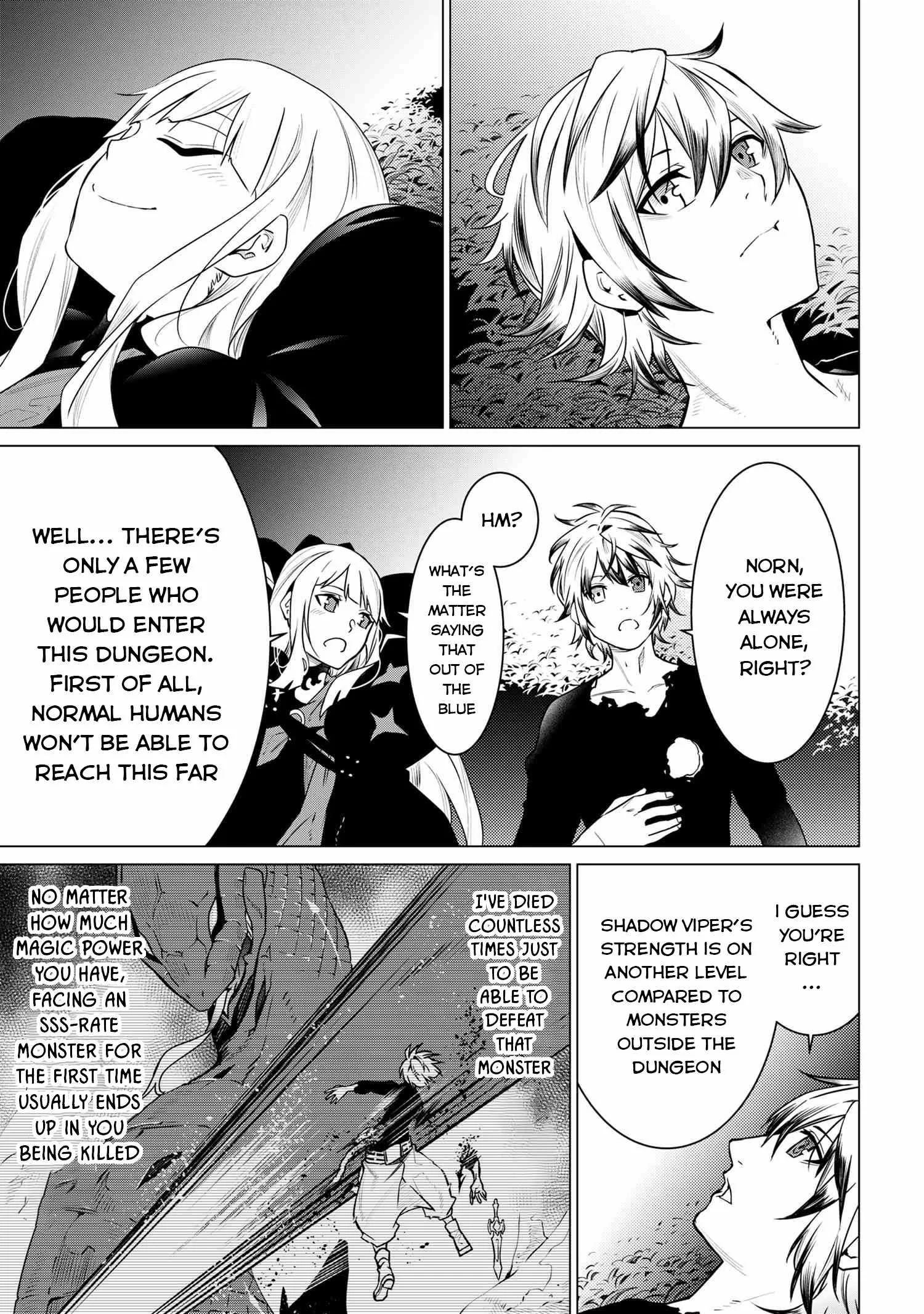SSS RANK DUNGEON DE KNIFE ICHIHON TEWATASARE TSUIHOU SARETA HAKUMA DOUSHI: YGGDRASIL NO NOROI NIYORI JAKUTEN DEARU MARYOKU FUSOKU O KOKUFUKUSHI SEKAI SAIKYOU E TO ITARU Chapter 2.2 page 19