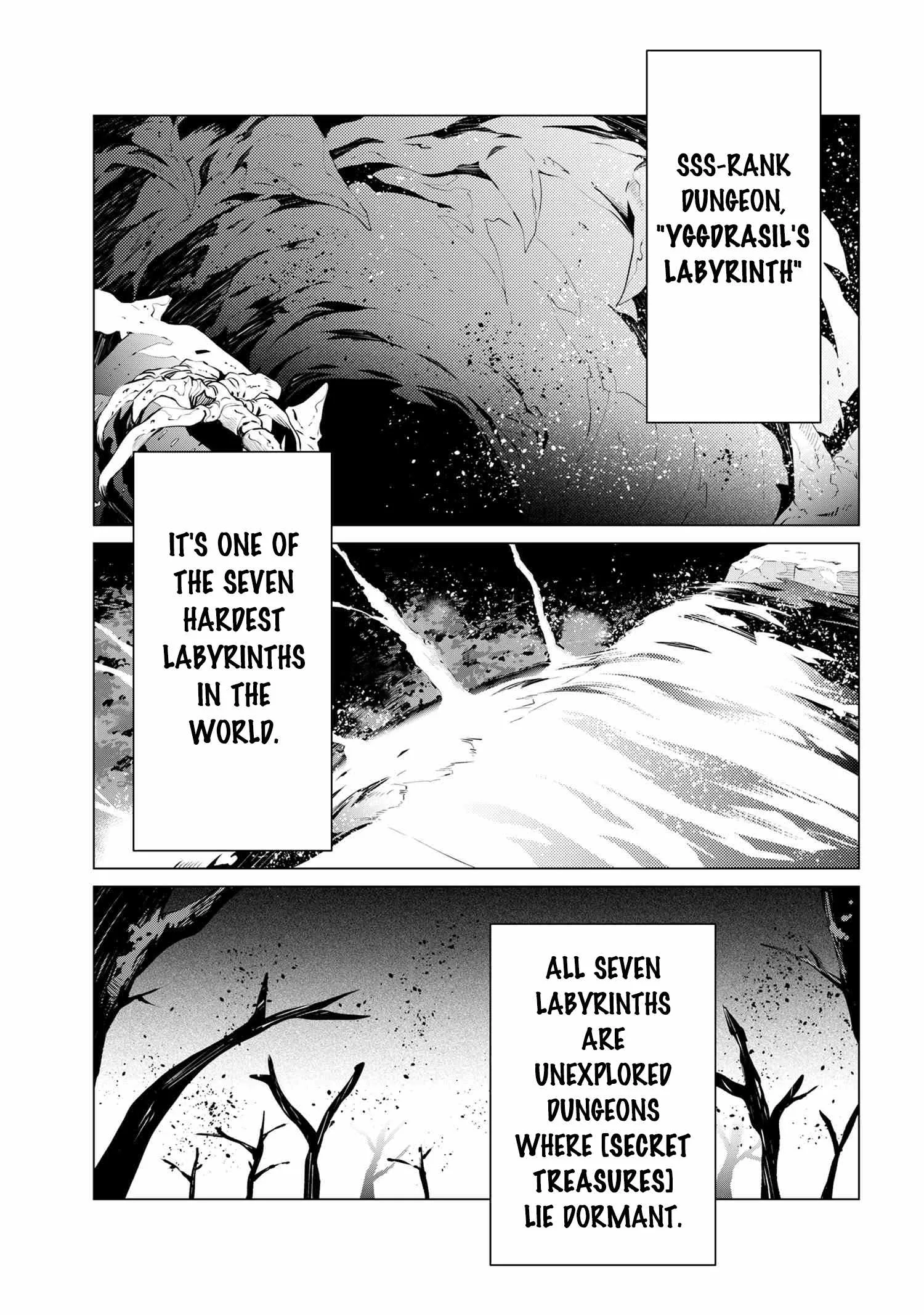 SSS RANK DUNGEON DE KNIFE ICHIHON TEWATASARE TSUIHOU SARETA HAKUMA DOUSHI: YGGDRASIL NO NOROI NIYORI JAKUTEN DEARU MARYOKU FUSOKU O KOKUFUKUSHI SEKAI SAIKYOU E TO ITARU Chapter 1 page 4