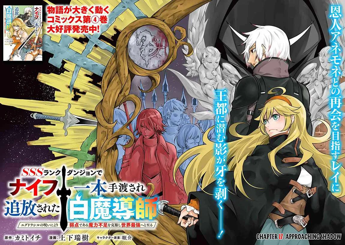 SSS RANK DUNGEON DE KNIFE ICHIHON TEWATASARE TSUIHOU SARETA HAKUMA DOUSHI: YGGDRASIL NO NOROI NIYORI JAKUTEN DEARU MARYOKU FUSOKU O KOKUFUKUSHI SEKAI SAIKYOU E TO ITARU Chapter 17.1 page 3