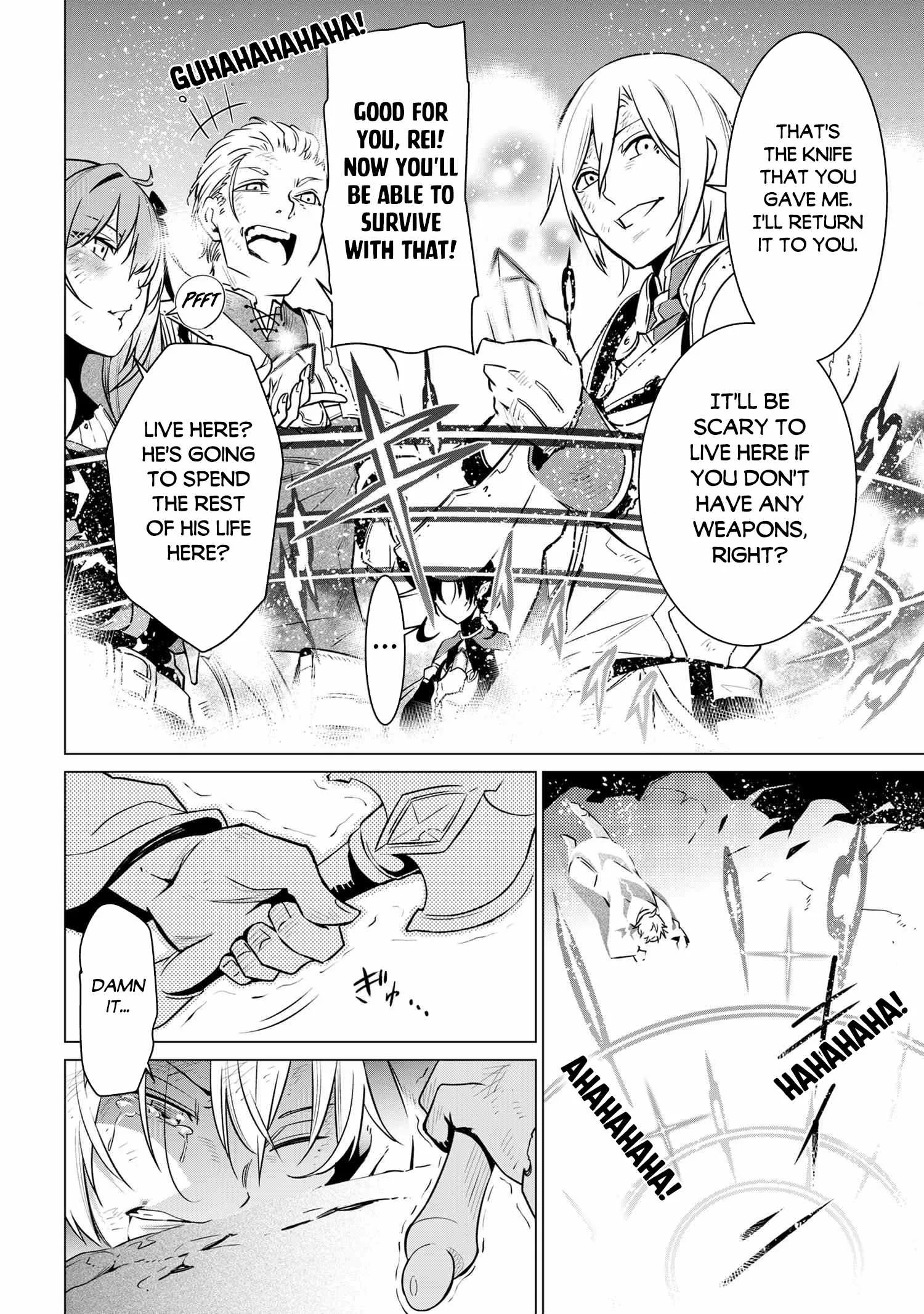 SSS RANK DUNGEON DE KNIFE ICHIHON TEWATASARE TSUIHOU SARETA HAKUMA DOUSHI: YGGDRASIL NO NOROI NIYORI JAKUTEN DEARU MARYOKU FUSOKU O KOKUFUKUSHI SEKAI SAIKYOU E TO ITARU Chapter 1 page 45