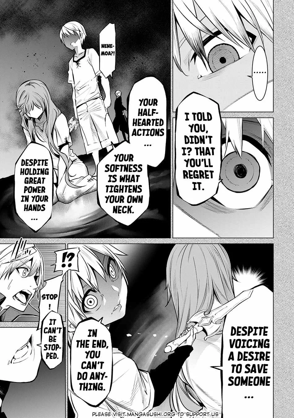 SSS RANK DUNGEON DE KNIFE ICHIHON TEWATASARE TSUIHOU SARETA HAKUMA DOUSHI: YGGDRASIL NO NOROI NIYORI JAKUTEN DEARU MARYOKU FUSOKU O KOKUFUKUSHI SEKAI SAIKYOU E TO ITARU Chapter 18.1 page 8