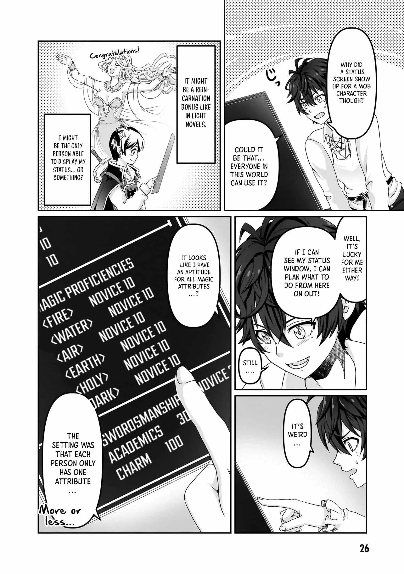I May Just Be a Mob Character, but I'll Aim to Be the Strongest! ~Reincarnated Into a Game World, I Strive for Power on My Terms~ Chapter 1 page 26