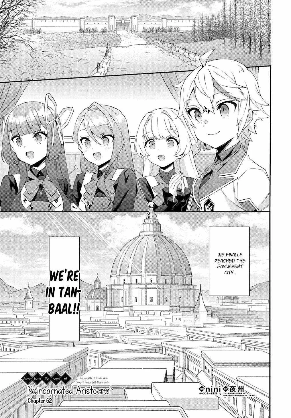 Tensei Kizoku no Isekai Boukenroku ~Jichou wo Shiranai Kamigami no Shito~ Chapter 62 page 1
