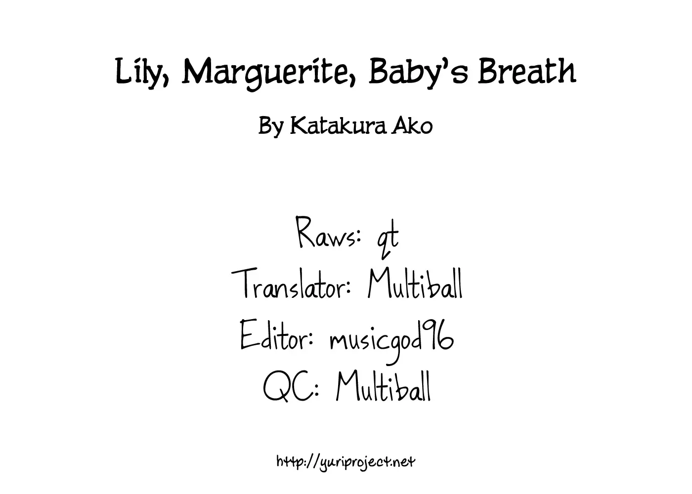 Lily, Marguerite, Baby's Breath Chapter 0 page 1