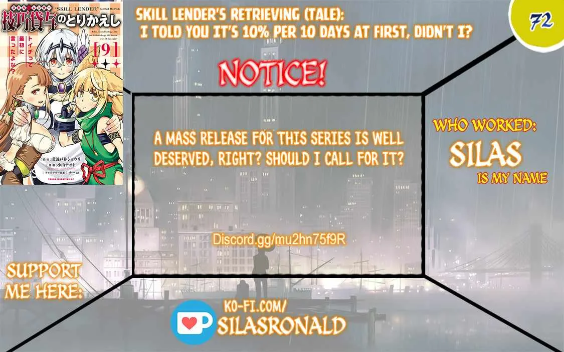 Skill Lender’s Retrieving Tale ~I Told You It’s 10% per 10 Days at First, Didn’t I?~ Chapter 72 page 1