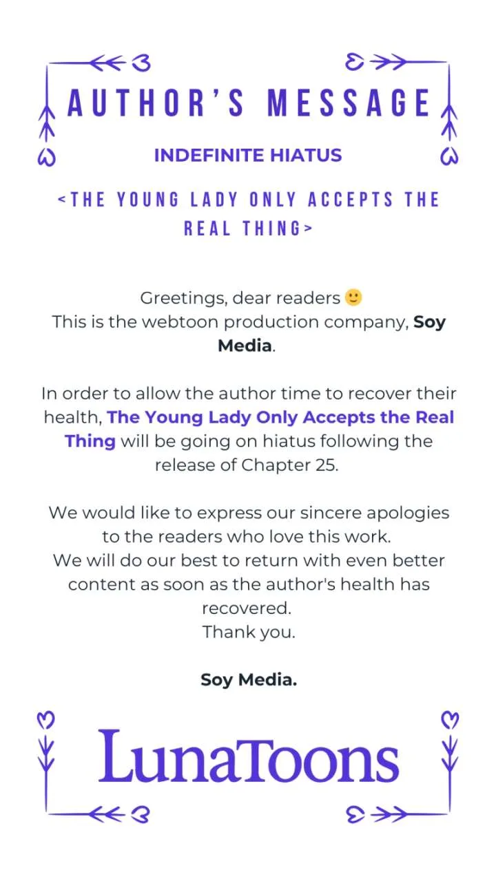 The Young Lady Only Deals with the Real Thing Chapter 25.5 page 1